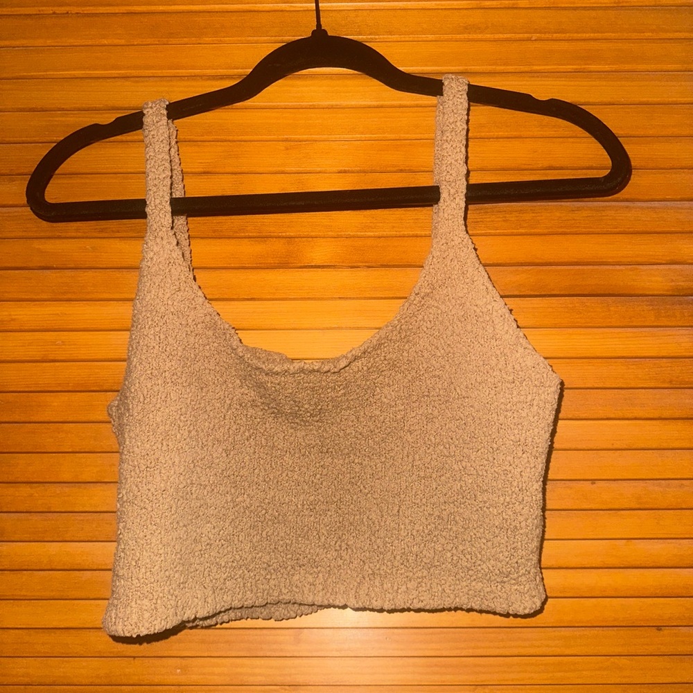 SKIMS Textured Cropped Tank Top - Cream